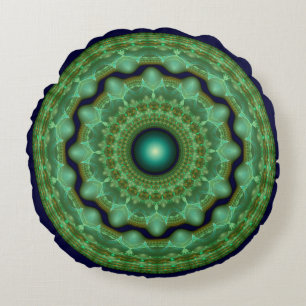Glossy fairy fractal round ornament cushion