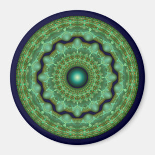 Glossy fairy fractal round ornament magnet