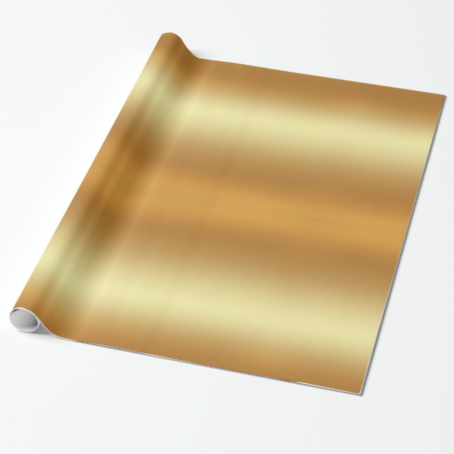 Glossy Faux Gold Elegant Modern Golden Gift Glam Wrapping Paper (Unrolled)