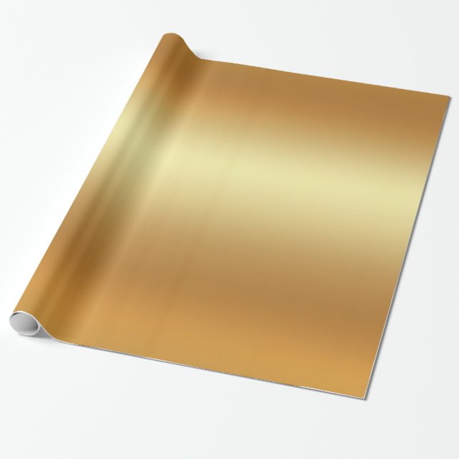 Glossy Faux Gold Elegant Modern Golden Gift Glam Wrapping Paper (Unrolled)