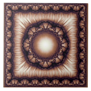 Glossy floral fractal framed pattern ceramic tile