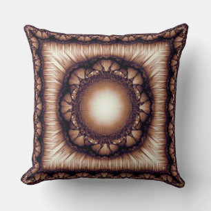 Glossy floral fractal framed pattern cushion