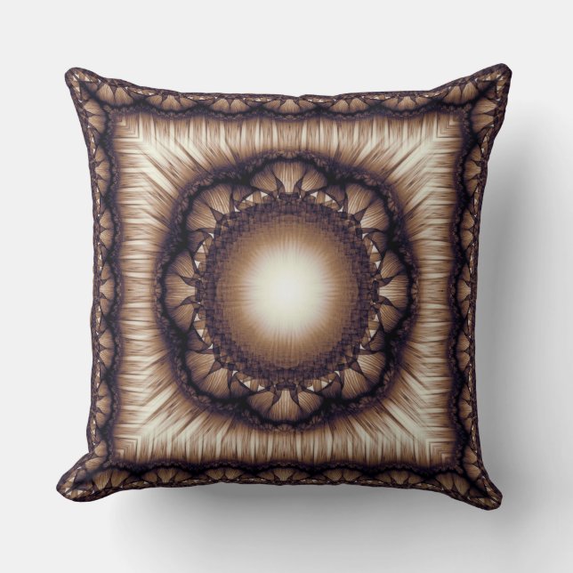 Glossy floral fractal framed pattern cushion (Front)