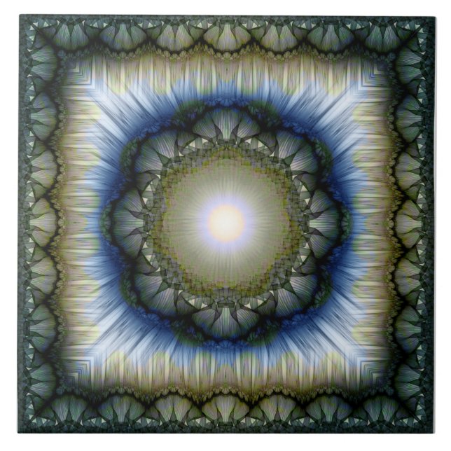 Glossy floral radiating pattern ceramic tile (Front)