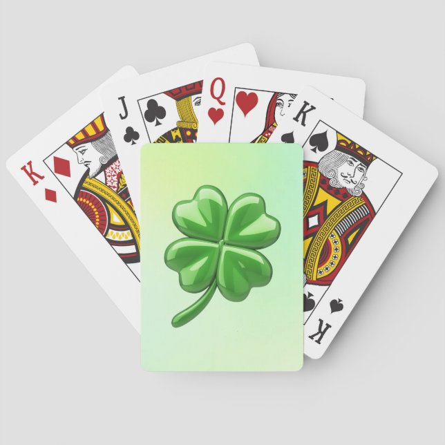 Glossy four leaf clover playing cards (Back)