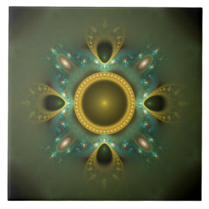 Glossy Fractal Design Ceramic Tile