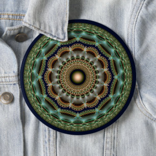 Glossy fractal round brilliant ornament 6 cm round badge