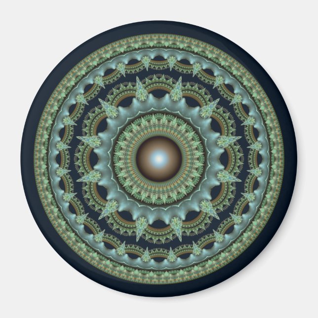 Glossy fractal star mandala magnet (Front)