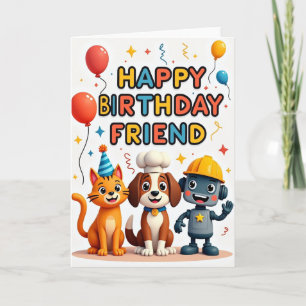 Glossy Friends Birthday Card