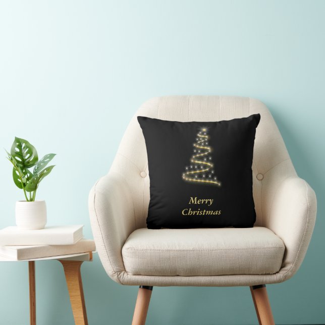 Glossy gold Christmas tree black Cushion (Chair)