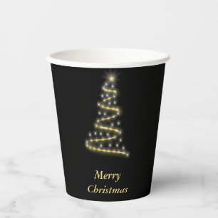 Glossy gold Christmas tree black Paper Cups