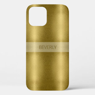 Glossy Gold Metal Texture With Name Personalised iPhone 12 Case