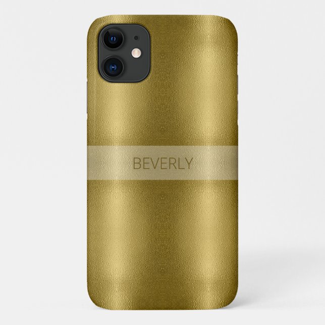 Glossy Gold Metal Texture With Personalised Name Case-Mate iPhone Case (Back)