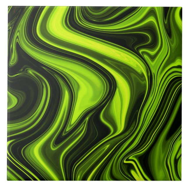 Glossy Green Colour in Fluid Marble Ceramic Tile (Front)