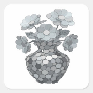 Glossy Grey Abstract Sticker Print