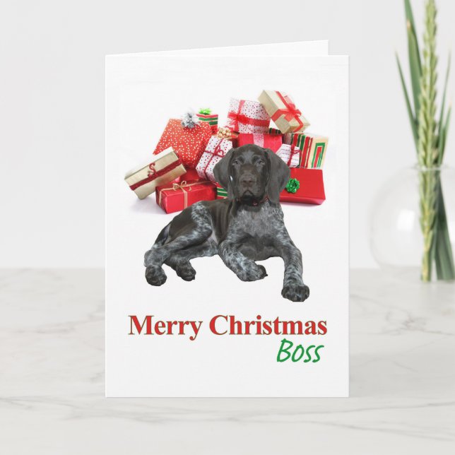 Glossy Grizzly Boss Merry Christmas Holiday Card (Front)