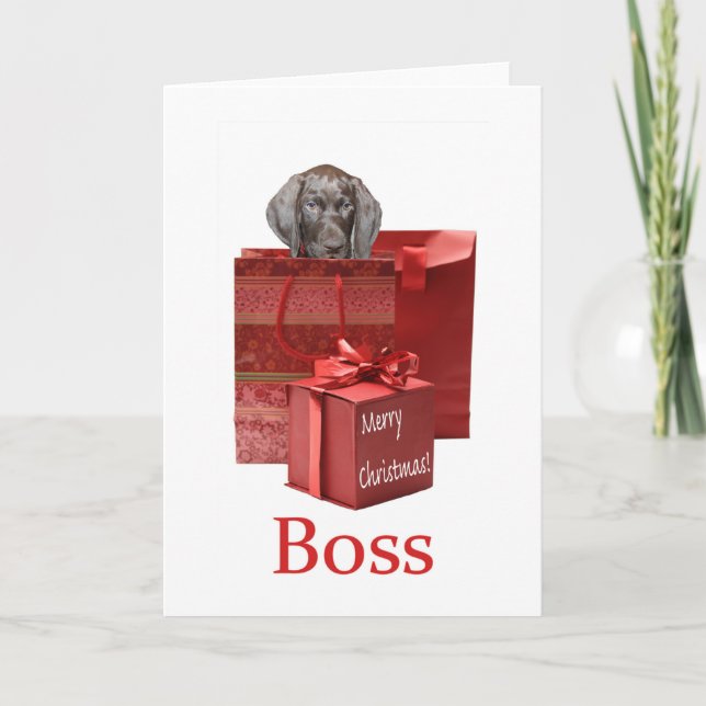 Glossy Grizzly Boss Merry Christmas Holiday Card (Front)