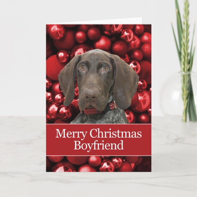 Glossy Grizzly Boyfriend Merry Christmas Holiday Card (Front)