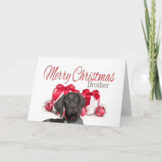 Glossy Grizzly Brother Merry Christmas Holiday Card