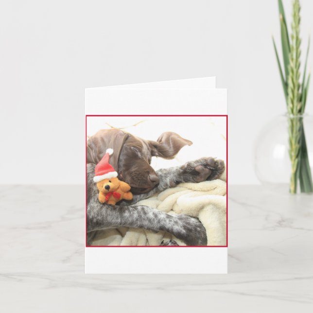 Glossy Grizzly Christmas Pointer Holiday Card (Front)