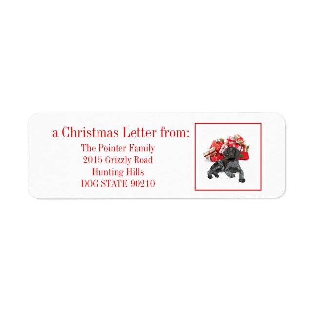 Glossy Grizzly Christmas Pointer Return Address Label (Front)