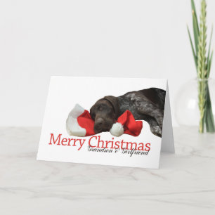 Glossy Grizzly Grandson & Girlfriend Merry Christm Holiday Card