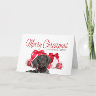Glossy Grizzly Grandson & Partner Merry Christmas Holiday Card