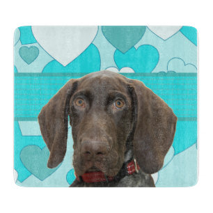 Glossy Grizzly in Blue Kitchen & Dining Cutting Board