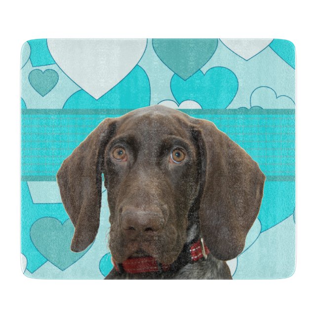 Glossy Grizzly in Blue Kitchen & Dining Cutting Board (Front)