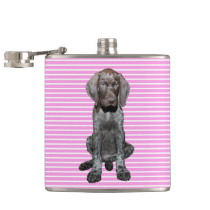 Glossy Grizzly in Pink Hip Flask