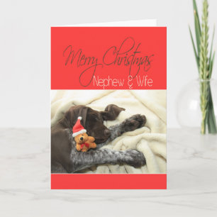 Glossy Grizzly Nephew & Wife Merry Christmas Holiday Card