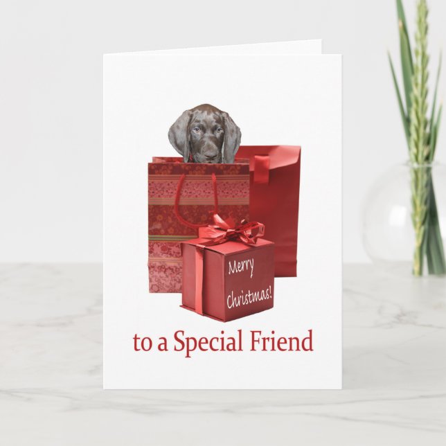 Glossy Grizzly Special Friend Merry Christmas Holiday Card (Front)