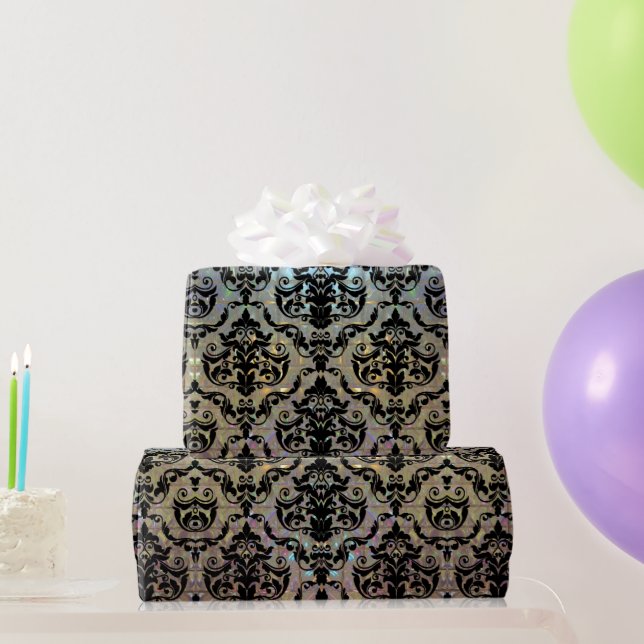 Glossy Halleesham Elegant Large Damask  15 ft Wrapping Paper (Party Gifts)