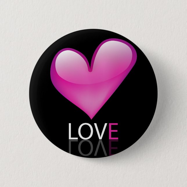 Glossy heart 6 cm round badge (Front)