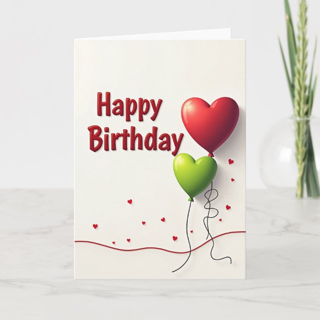 Glossy Heart Birthday Card (Front)