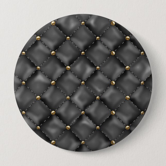 Glossy Leather Texture with Gold Pearls 10 Cm Round Badge (Front)