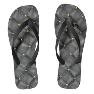Glossy Leather Texture with Gold Pearls Thongs