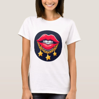 🌸 Glossy Lips Glam Chain Chic Home Style 🌸 T-Shirt