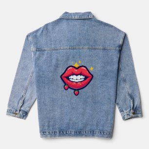 🌸 Glossy Lips Glam Chic Denim Style 🌸 Jacket