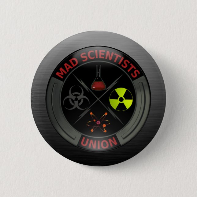 Glossy Mad Scientist Union Button (Front)