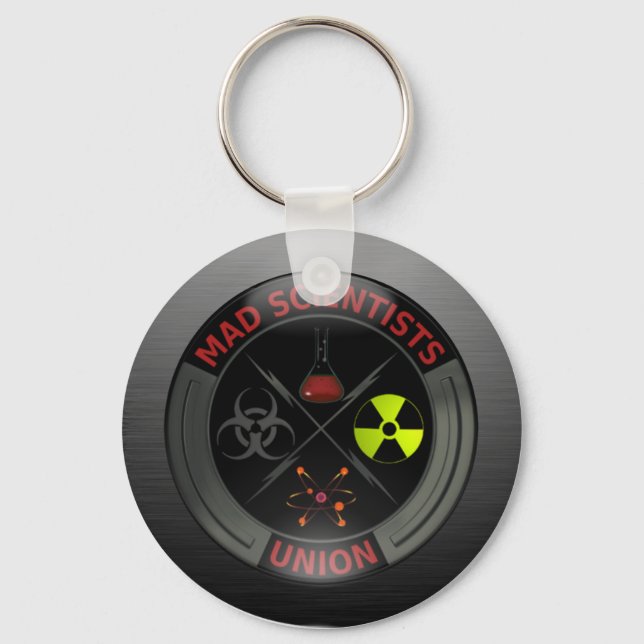 Glossy Mad Scientist Union Button Key Ring (Front)