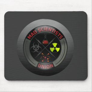 Glossy Mad Scientist Union Button Mouse Pad