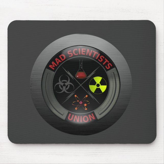 Glossy Mad Scientist Union Button Mouse Pad (Front)