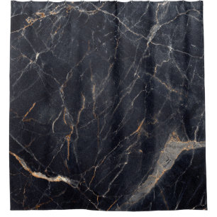 Glossy Marble: Black Gold Elegance. Shower Curtain