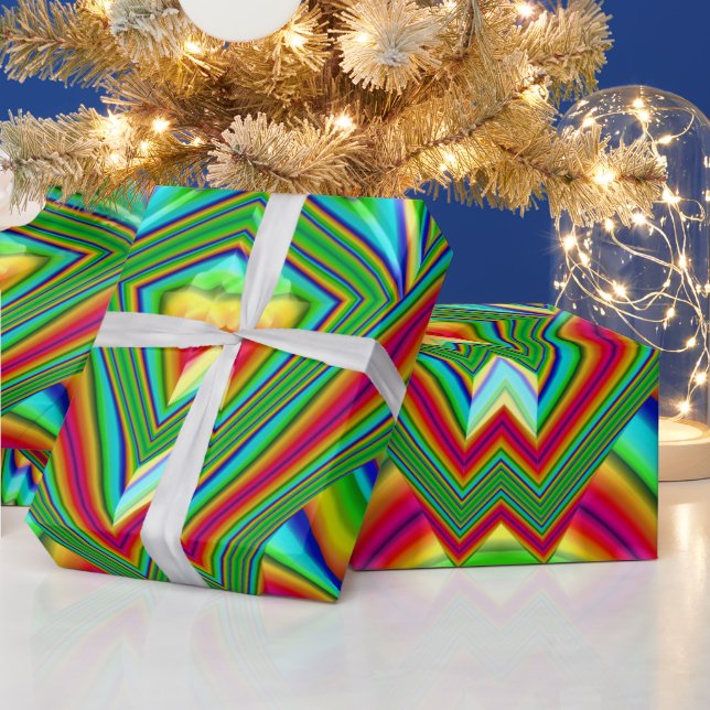 GLOSSY ~ Multicolored Fractal ~ Christmas Wrapping Paper (Holidays)