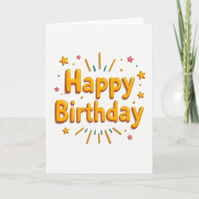 Glossy Orange Birthday Card (Front)