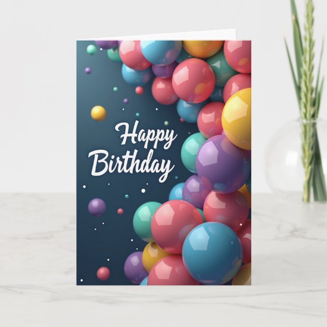 Glossy Orbs Birthday Card (Front)