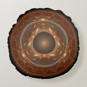 Glossy ornate fairy fractal ornament round cushion