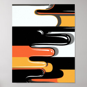 Glossy Paint Drips in Contrasting Warm Shades Poster