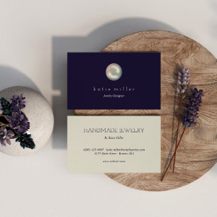 Glossy Pearl Navy Blue Jewellery Designer Business Card